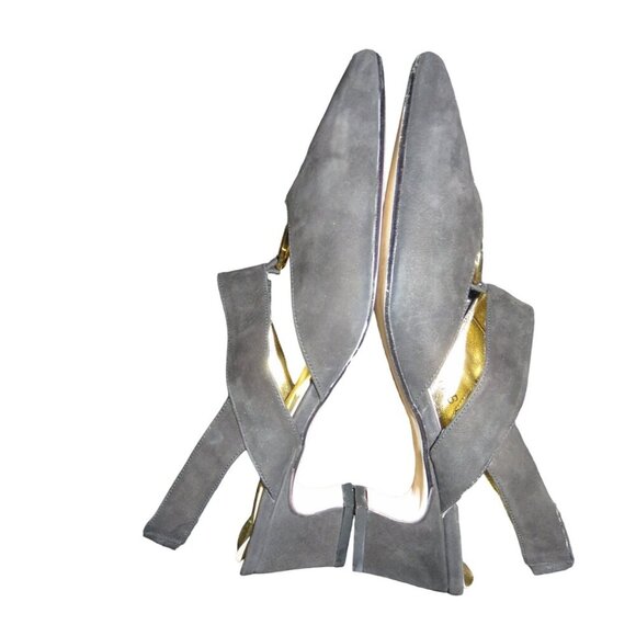 Maria Cristina Black Italian Suede Leather T Strap Pointed Toe Kitten Heels 7.5 - Picture 7 of 11